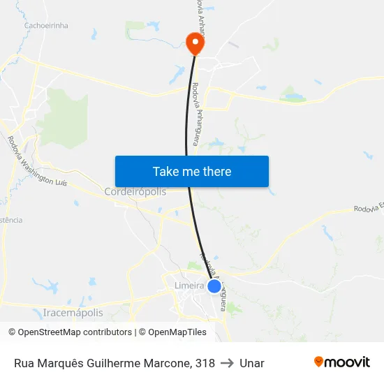 Rua Marquês Guilherme Marcone, 318 to Unar map