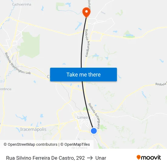 Rua Silvino Ferreira De Castro, 292 to Unar map