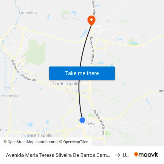 Avenida Maria Teresa Silveira De Barros Camargo, 1016 to Unar map