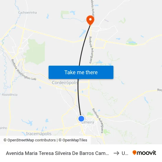 Avenida Maria Teresa Silveira De Barros Camargo, 655-727 to Unar map