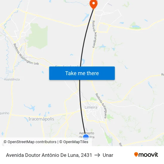 Avenida Doutor Antônio De Luna, 2431 to Unar map