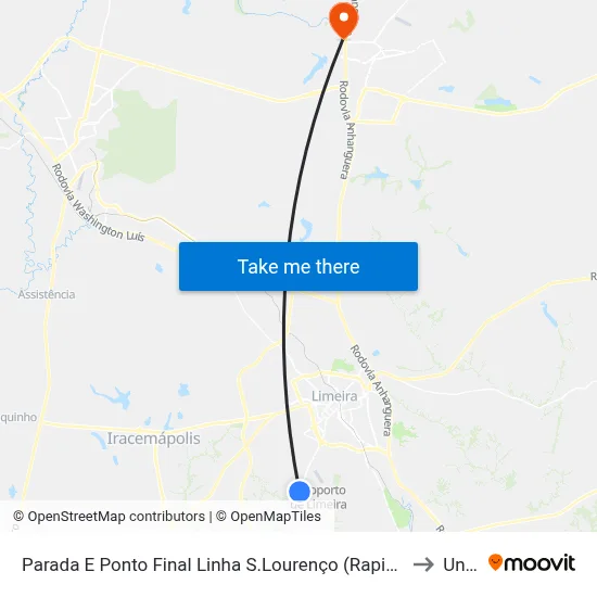 Parada E Ponto Final Linha S.Lourenço  (Rapidão) to Unar map