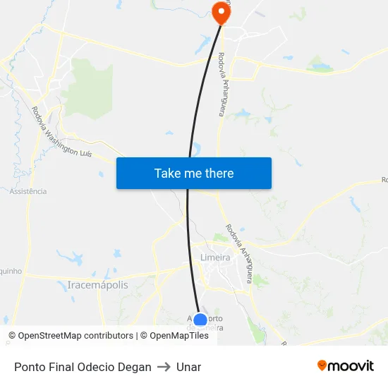 Ponto Final Odecio Degan to Unar map