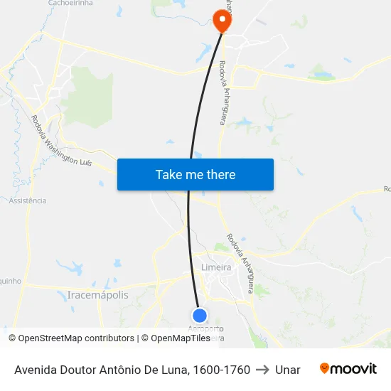 Avenida Doutor Antônio De Luna, 1600-1760 to Unar map