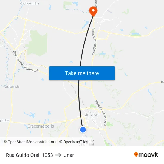Rua Guido Orsi, 1053 to Unar map