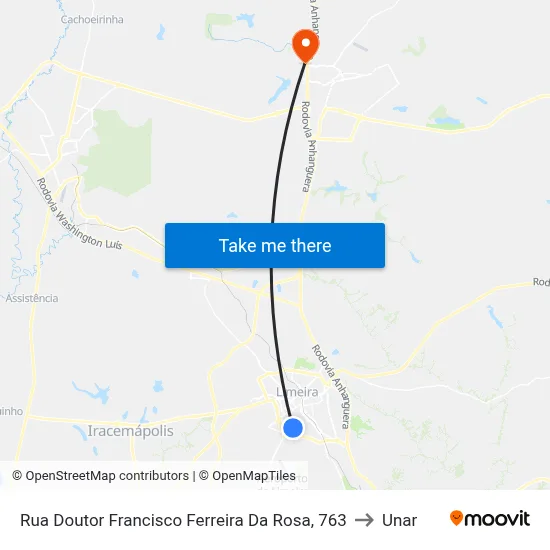 Rua Doutor Francisco Ferreira Da Rosa, 763 to Unar map