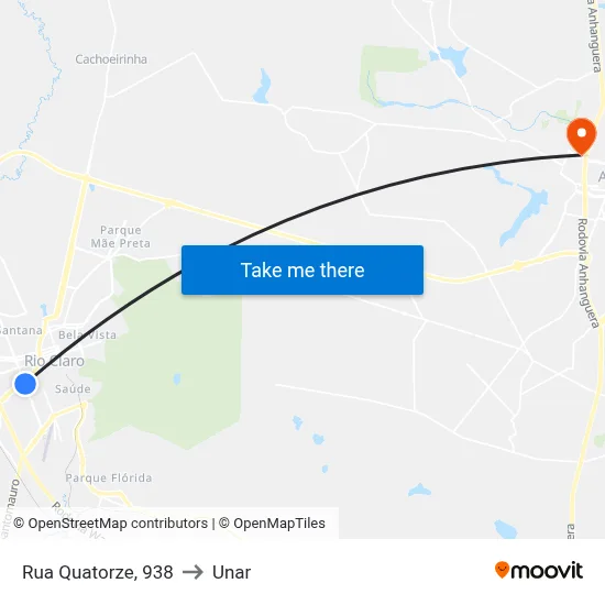 Rua Quatorze, 938 to Unar map