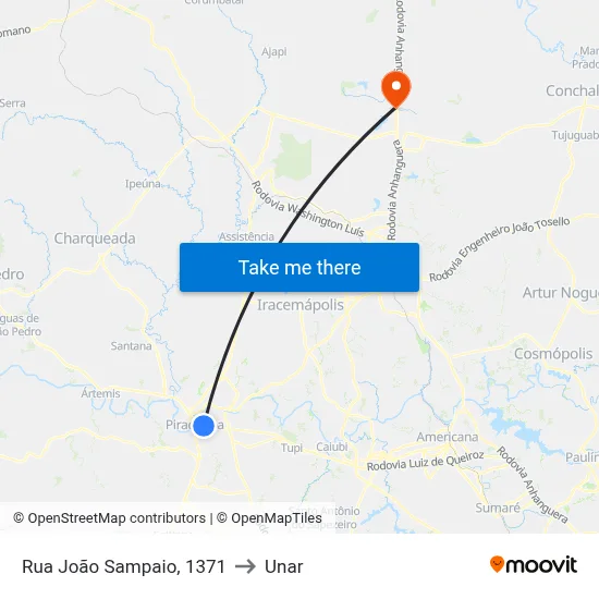 Rua João Sampaio, 1371 to Unar map