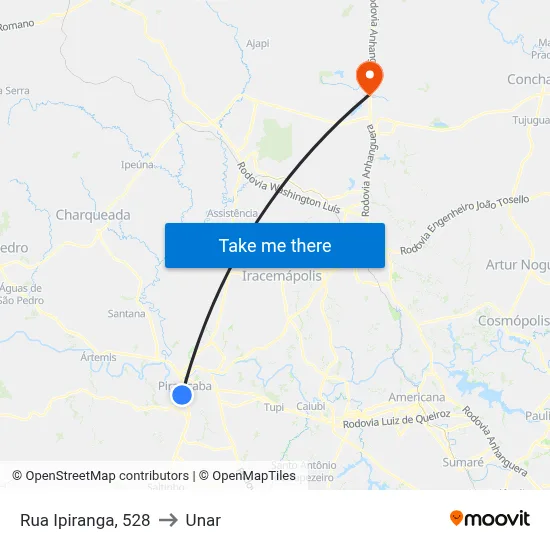 Rua Ipiranga, 528 to Unar map