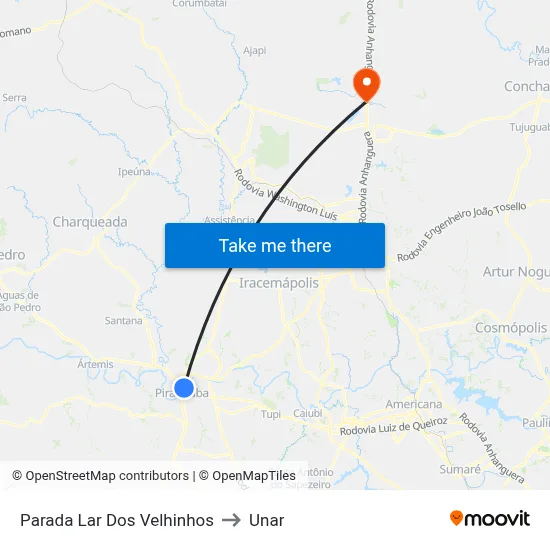Parada Lar Dos Velhinhos to Unar map