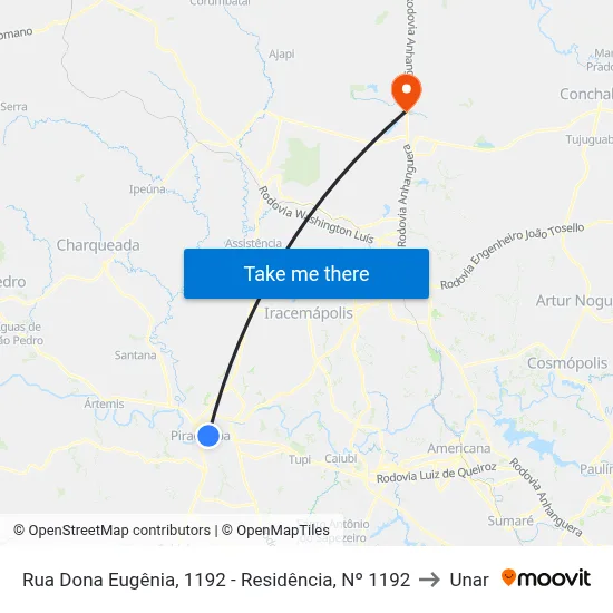 Rua Dona Eugênia, 1192 - Residência, Nº 1192 to Unar map