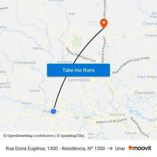 Rua Dona Eugênia, 1300 - Residência, Nº 1300 to Unar map