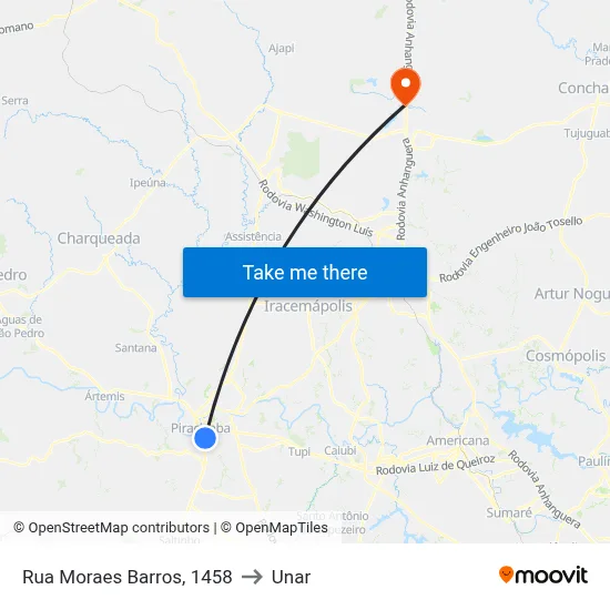 Rua Moraes Barros, 1458 to Unar map