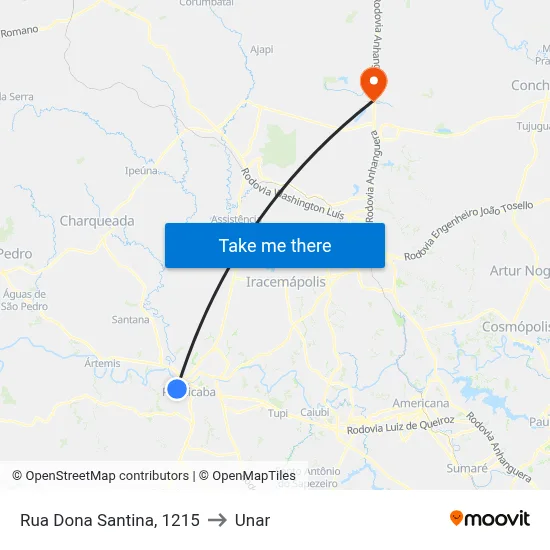 Rua Dona Santina, 1215 to Unar map