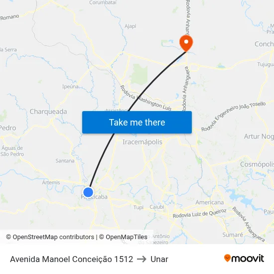 Avenida Manoel Conceição 1512 to Unar map