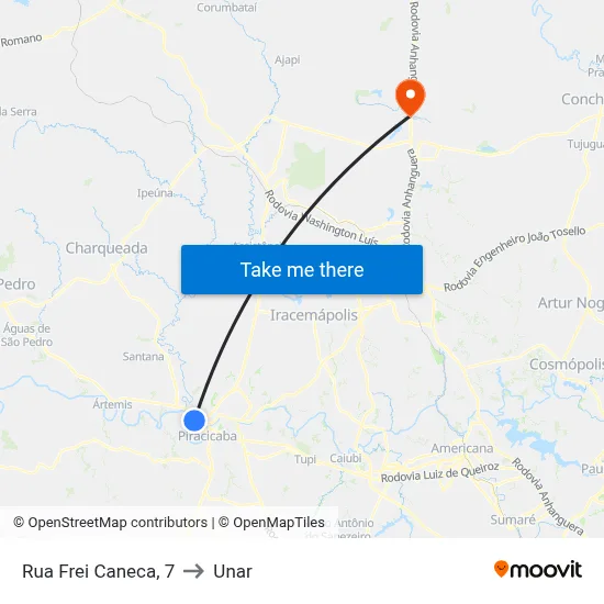 Rua Frei Caneca, 7 to Unar map