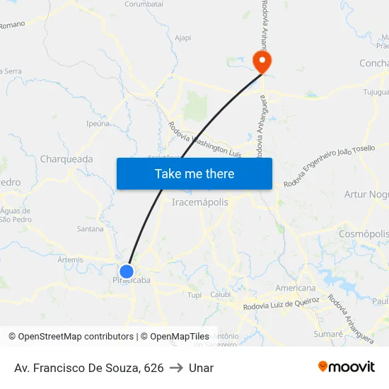 Av. Francisco De Souza, 626 to Unar map