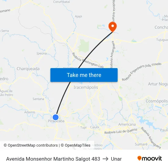 Avenida Monsenhor Martinho Salgot 483 to Unar map