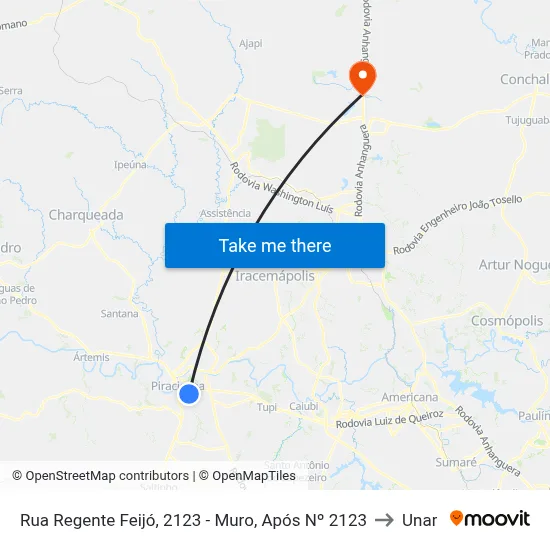Rua Regente Feijó, 2123 - Muro, Após Nº 2123 to Unar map