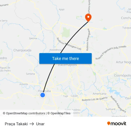 Praça Takaki to Unar map