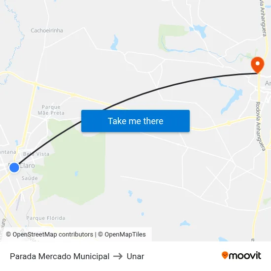Parada Mercado Municipal to Unar map