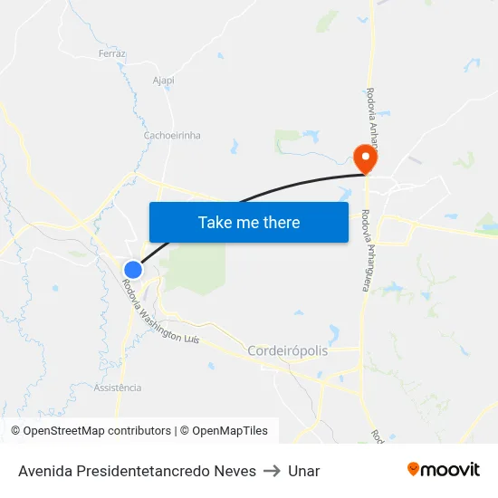 Avenida Presidentetancredo Neves to Unar map