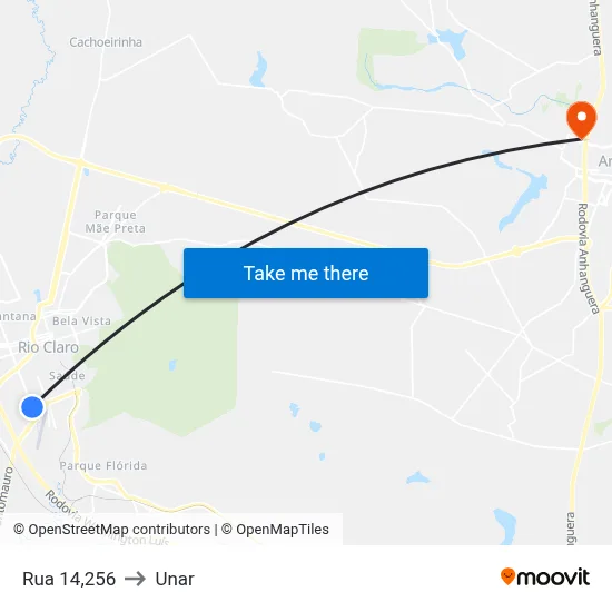 Rua 14,256 to Unar map