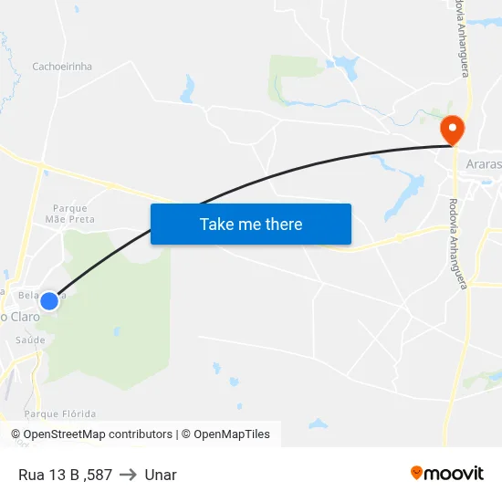Rua 13 B ,587 to Unar map