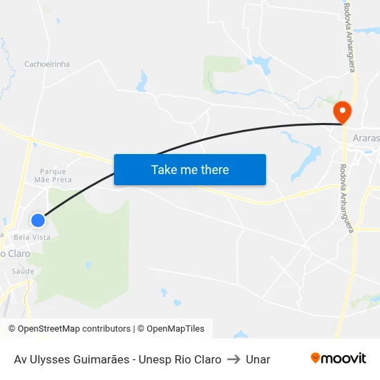 Av Ulysses Guimarães - Unesp Rio Claro to Unar map