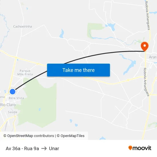 Av 36a - Rua 9a to Unar map