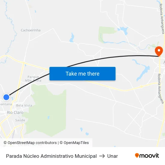 Parada Núcleo Administrativo Municipal to Unar map