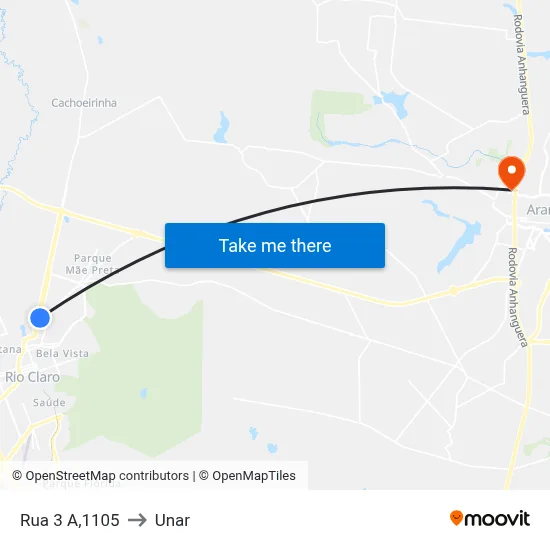 Rua 3 A,1105 to Unar map