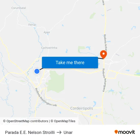 Parada E.E.  Nelson Stroilli to Unar map