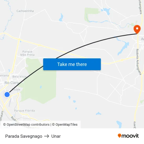 Parada Savegnago to Unar map