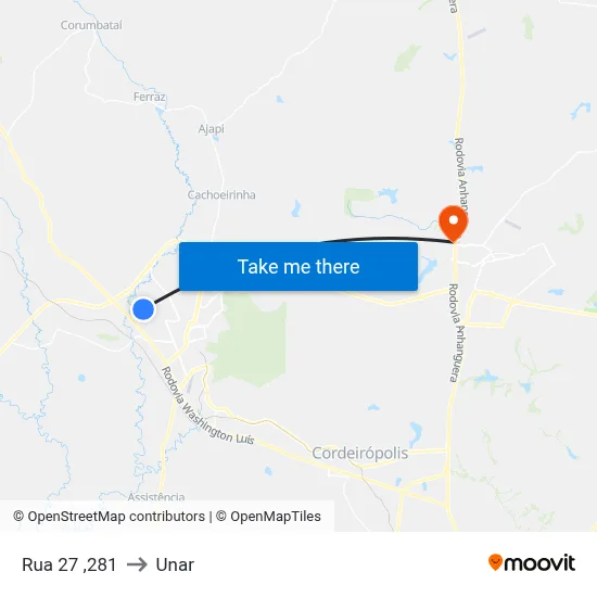 Rua 27 ,281 to Unar map