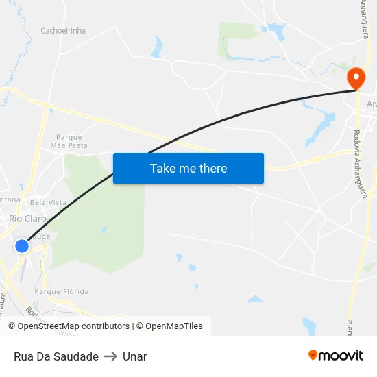 Rua Da Saudade to Unar map