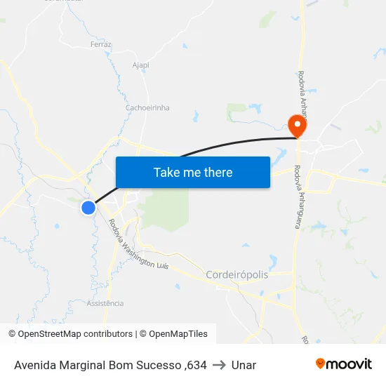 Avenida Marginal Bom Sucesso ,634 to Unar map