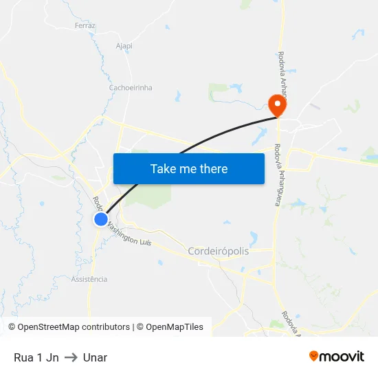 Rua 1 Jn to Unar map