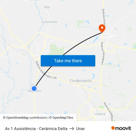 Av 1 Assistência - Cerâmica Delta to Unar map