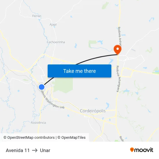 Avenida  11 to Unar map