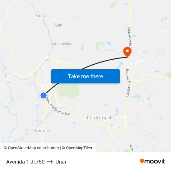 Avenida 1 Ji,750 to Unar map