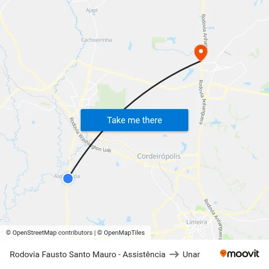 Rodovia Fausto Santo Mauro - Assistência to Unar map