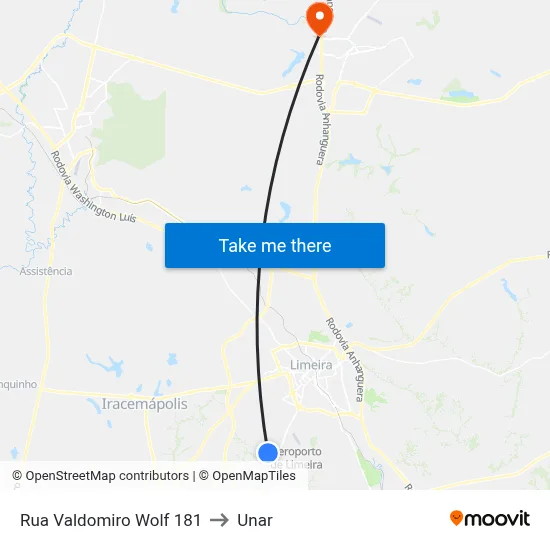 Rua Valdomiro Wolf 181 to Unar map