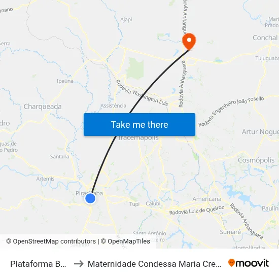 Plataforma B01 to Maternidade Condessa Maria Cresp map