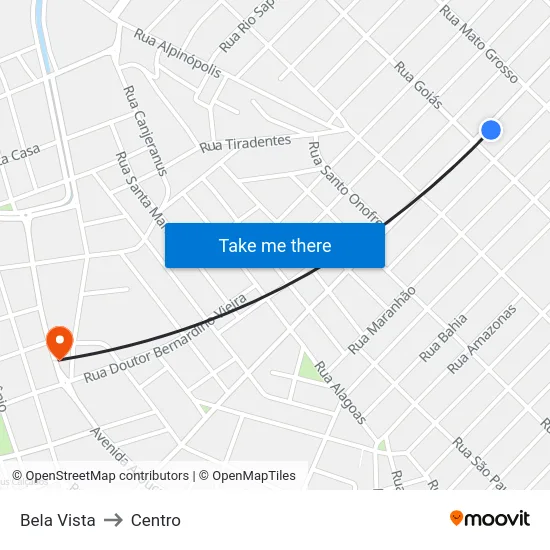 Bela Vista to Centro map