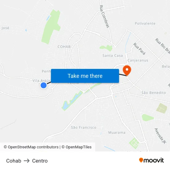 Cohab to Centro map