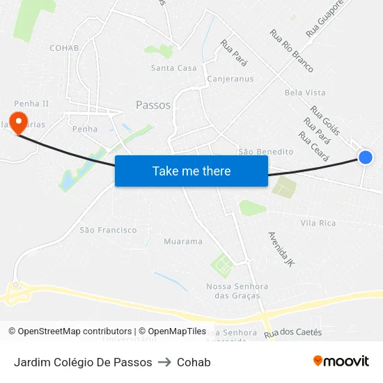 Jardim Colégio De Passos to Cohab map