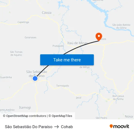São Sebastião Do Paraíso to Cohab map
