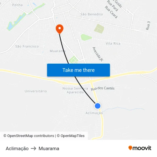 Aclimação to Muarama map