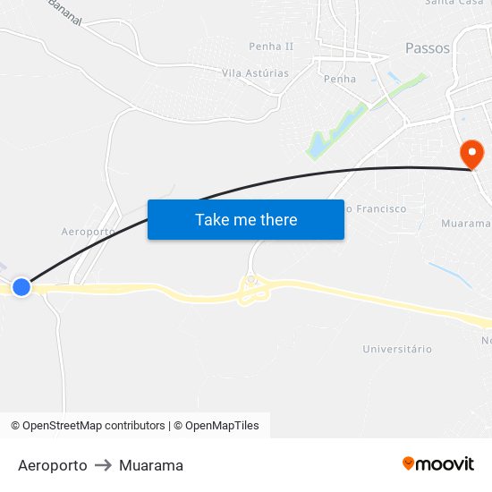 Aeroporto to Muarama map